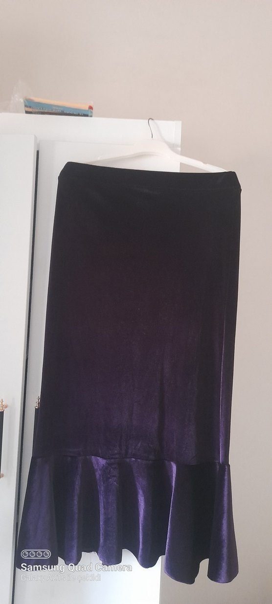 Kadın Mor Uzun Drapeli Gotik Etek - Görsel 3