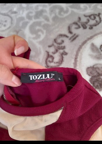 Bordo Drapeli Uzun Abiye Elbise - Görsel 2