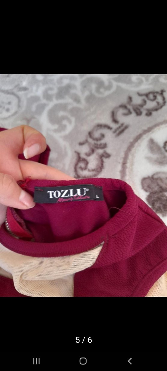 Bordo Drapeli Uzun Abiye Elbise - Görsel 2