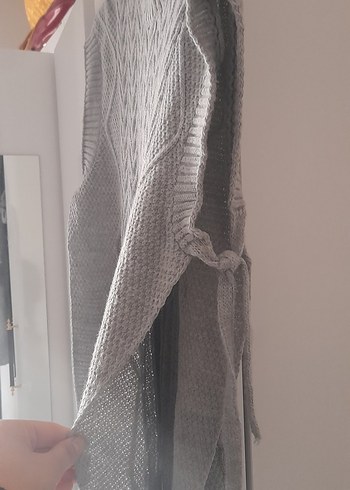 Gri Bohem Örgü Boğazlı Kadın Süveter - Görsel 3