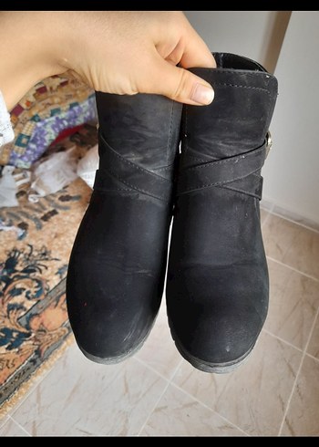 Siyah Yılan Desenli bot Topuklu Kadın Ayakkabı - Görsel 2