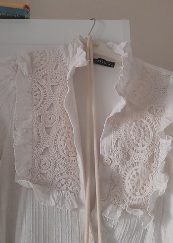 Püsküllü Beyaz Uzun Keten Elbise - Görsel 4