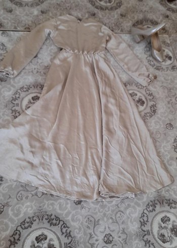 Bej Drape Detaylı Uzun Elbise - Görsel 2