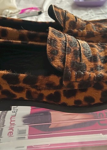 Kahverengi Leopar Desenli Süet Kadın Babet - Görsel 2