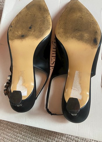 Siyah Deri Tokalı Stiletto Kadın Ayakkabı - Görsel 3