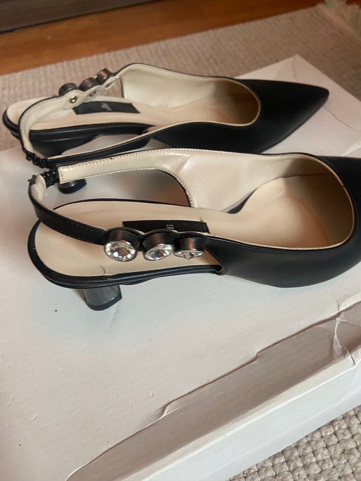 Siyah Deri Tokalı Stiletto Kadın Ayakkabı - Görsel 2