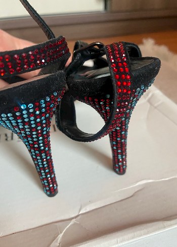 Parlak Taşlı Siyah Kadın Stiletto - Görsel 3