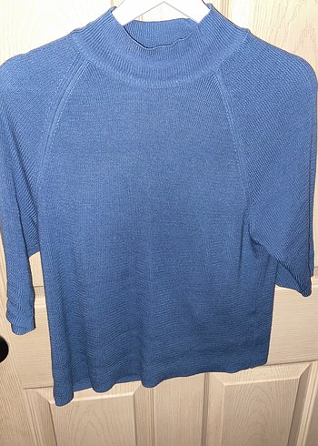 Kadın Mavi Triko Balıkçı Yaka Kazak - Görsel 3