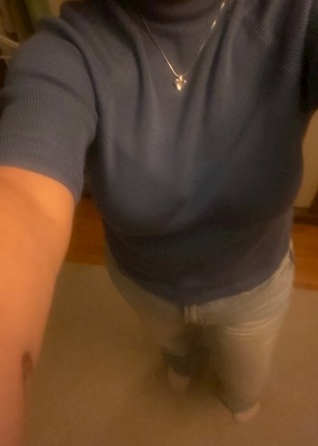 Kadın Mavi Triko Balıkçı Yaka Kazak - Görsel 5