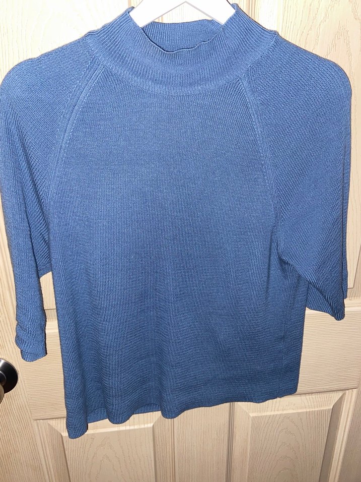 Kadın Mavi Triko Balıkçı Yaka Kazak - Görsel 3