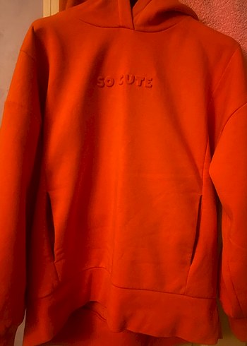 Kadın Turuncu Kapüşonlu Sweatshirt - Görsel 7