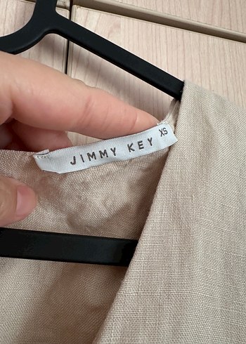 Jimmy Key Keten V Yakalı kısa Elbise