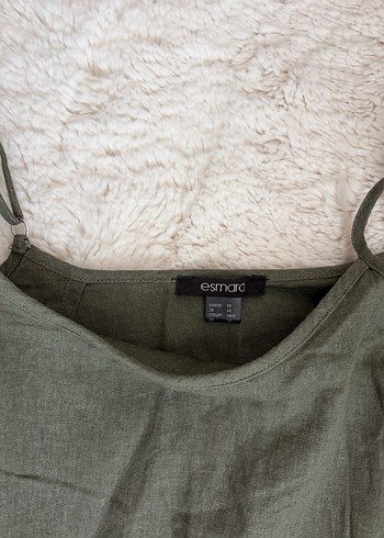 Yeşil Keten Mini Tulum - Görsel 8