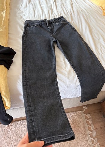 Gri Bol Kesim Midi Jean Pantolon - Görsel 2