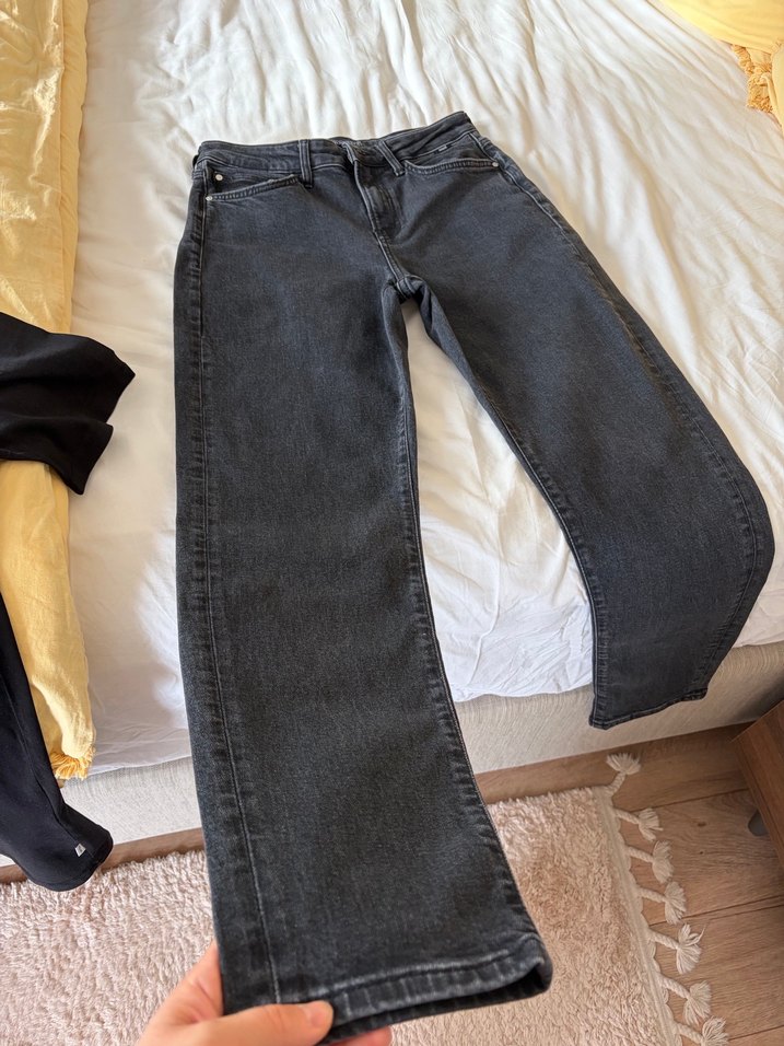 Gri Bol Kesim Midi Jean Pantolon - Görsel 2