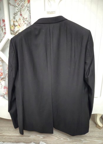 Siyah Damatlık Takım Elbise, İnce Kesim, Notched Yaka - Görsel 4