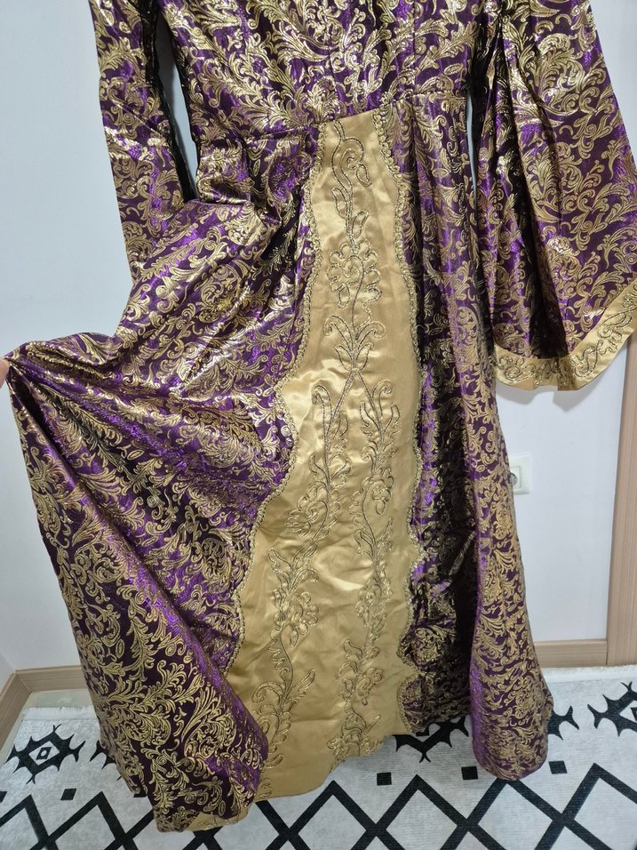 Uzun Mor Drapeli  Kadın Kına Elbisesi - Görsel 2