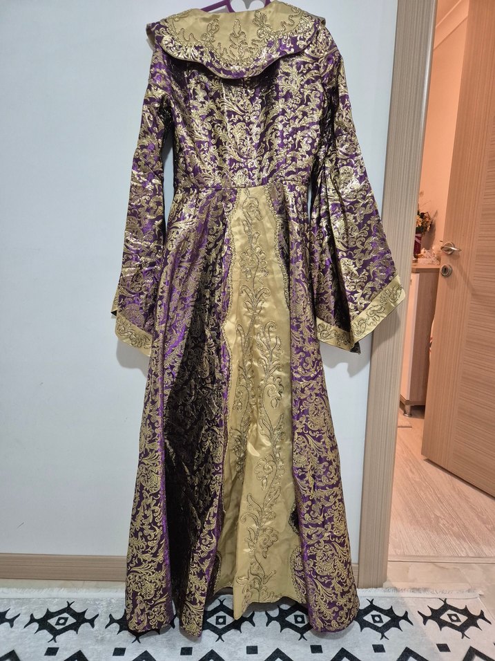 Uzun Mor Drapeli  Kadın Kına Elbisesi - Görsel 3