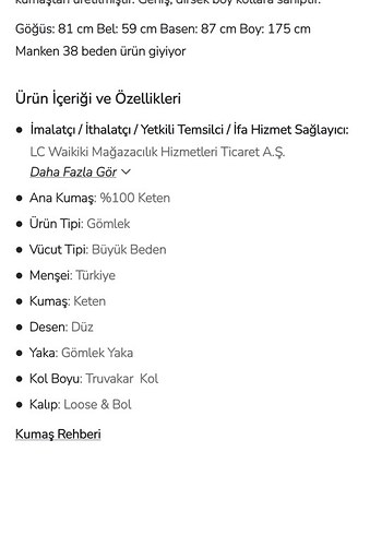 38 Beden Lcw Gömlek - Görsel 6