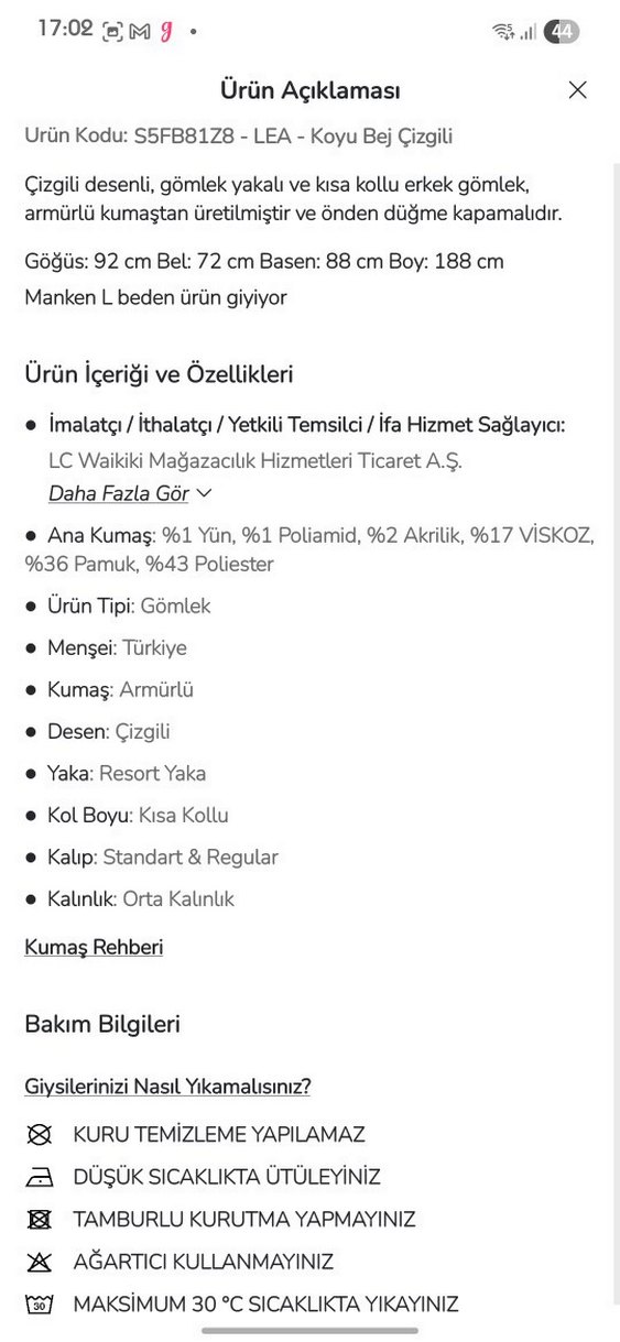 LCW Vision Erkek Kısa Kollu Çizgili Gömlek - Görsel 2