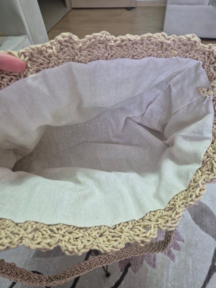 Nakışlı Bej Keten Kadın Çanta - Görsel 2