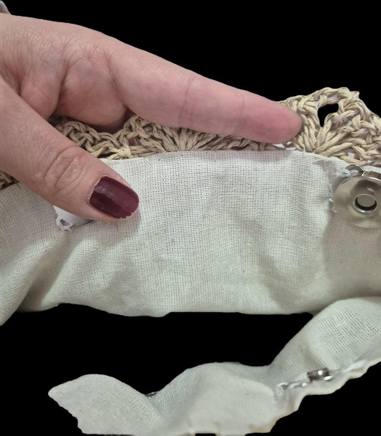 Bej Dantel Detaylı Örgü Kadın Çanta - Görsel 2