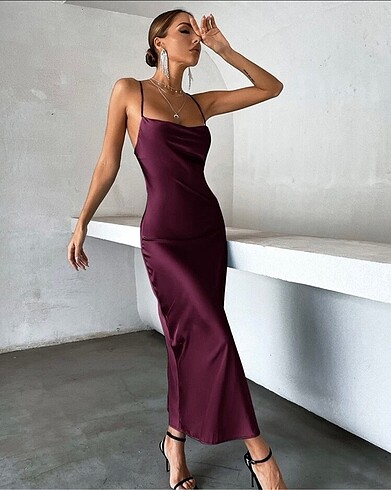 s Beden bordo Renk saten abiye