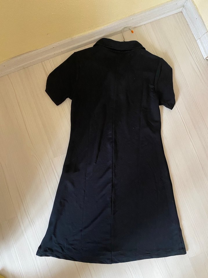 Siyah Midi Kısa Kollu Fitted Elbise - Görsel 4