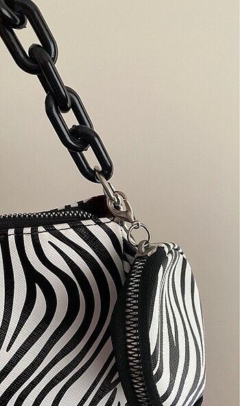 Beden siyah Renk Zebra Desen Cüzdanlı Baget Çanta