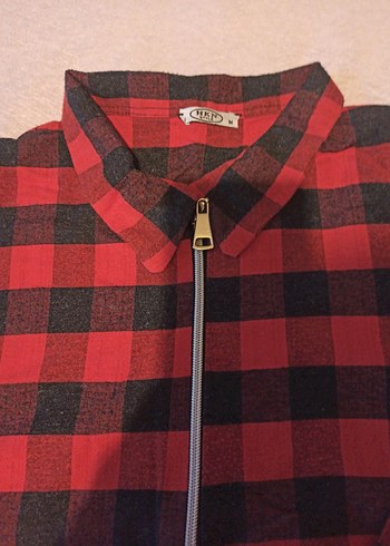 Kırmızı Kareli Fermuarlı Kadın tunik - Görsel 3