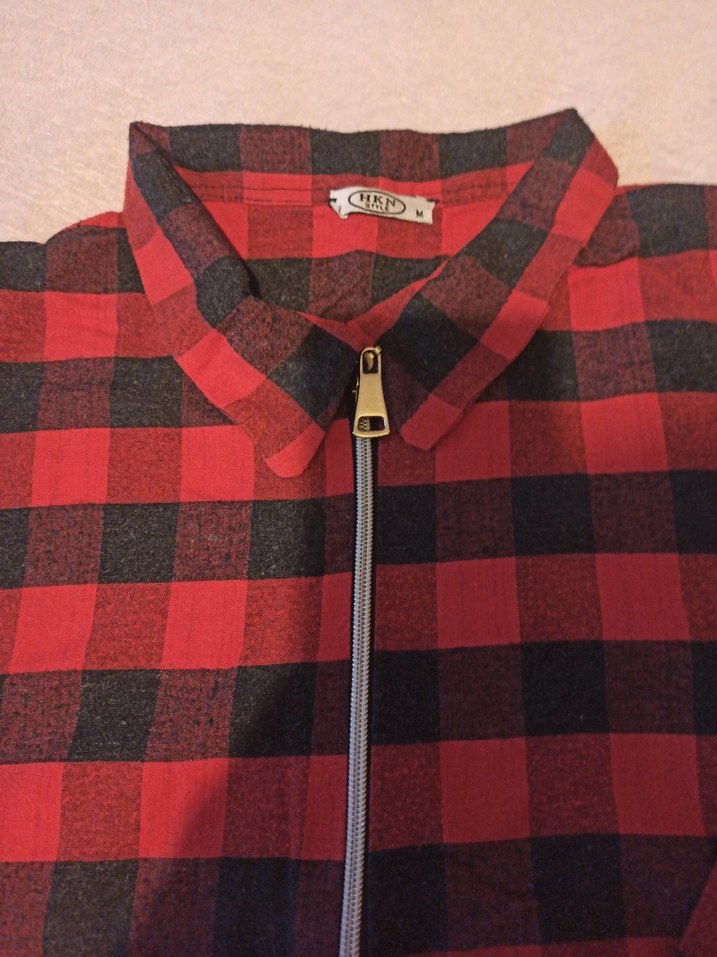 Kırmızı Kareli Fermuarlı Kadın tunik - Görsel 3