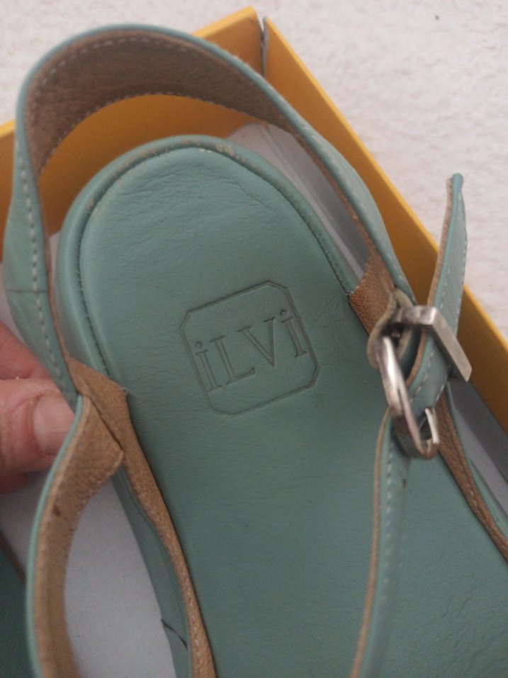 Turkuaz Tokalı Dolgu Topuk Kadın Sandalet - Görsel 2