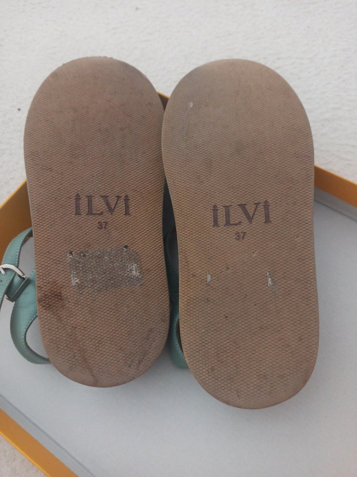 Turkuaz Tokalı Dolgu Topuk Kadın Sandalet - Görsel 4