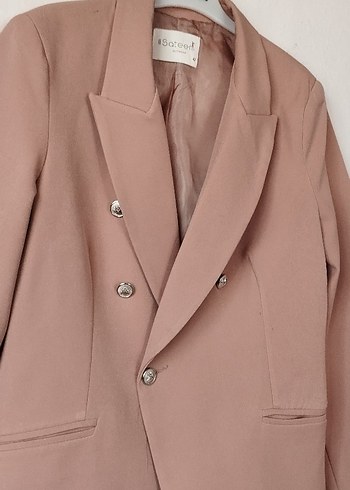 42 Beden camel Renk Bej Kadın Düğmeli Blazer