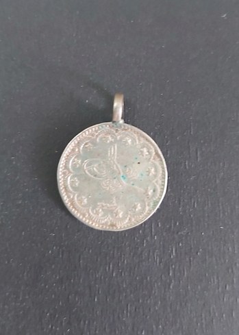 Beden 925 Ayar Gümüş Vintage Tuğralı Para Kolye Ucu