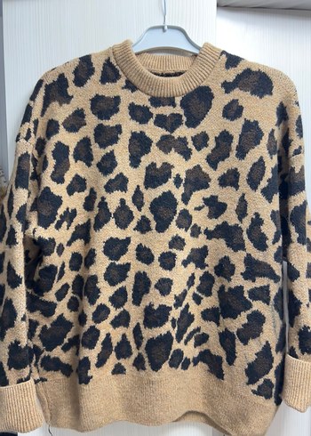 Kadın Leopar Desenli Örgü Kazak - Görsel 2