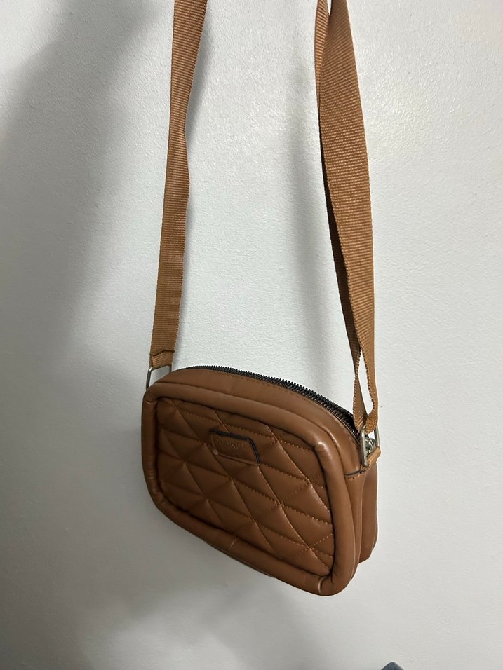 Kahverengi Deri Kadın Çapraz Çanta - Görsel 3