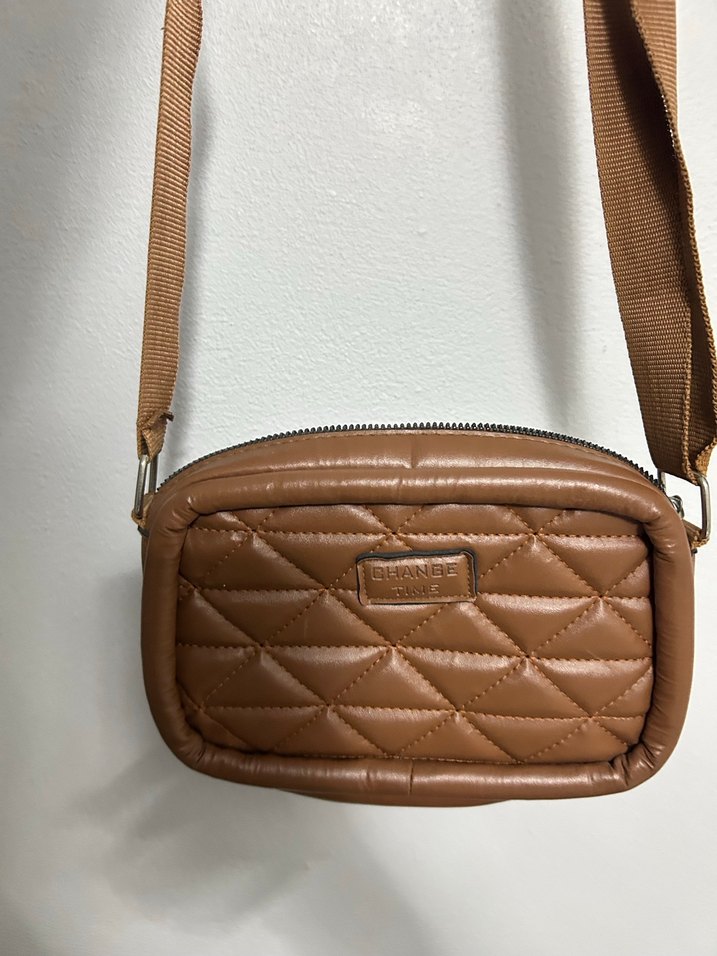 Kahverengi Deri Kadın Çapraz Çanta - Görsel 2