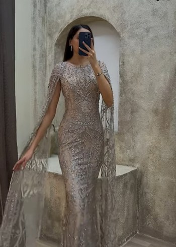 xl Beden BEJ KOLLARI PELERİN BONCUK İŞLEME TASARIM ABİYE