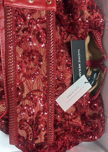 KIRMIZI PUL PAYET İŞLEMELİ DANTEL TULUM - Görsel 7