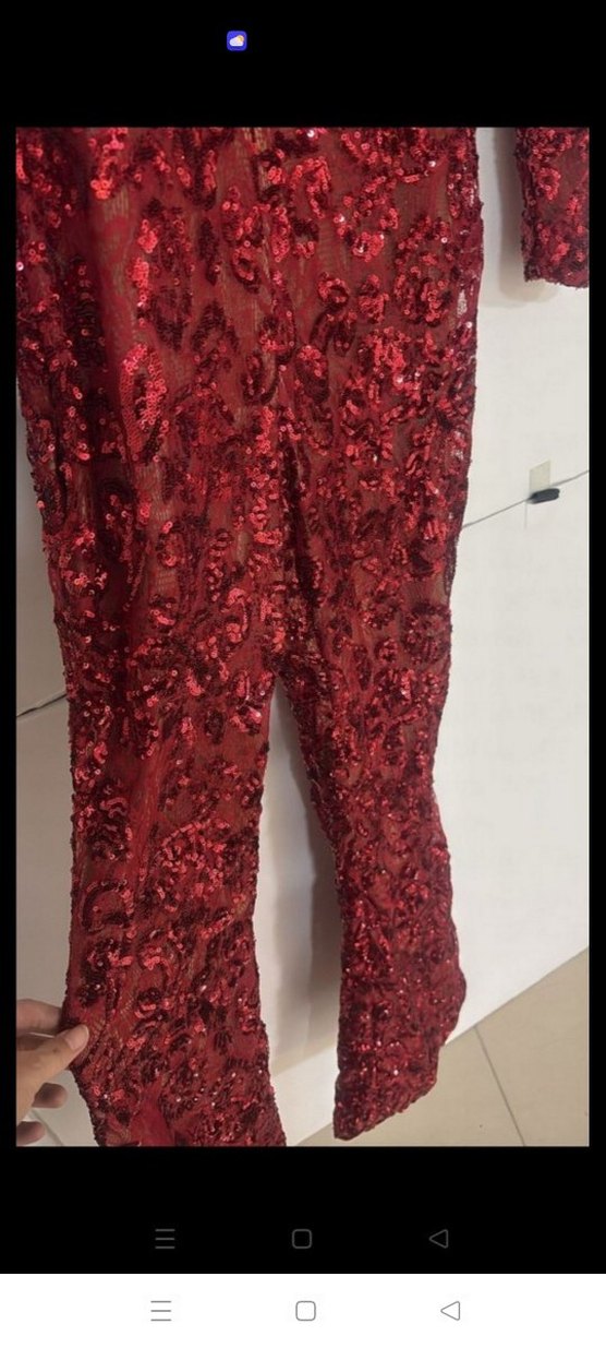 KIRMIZI PUL PAYET İŞLEMELİ DANTEL TULUM - Görsel 5