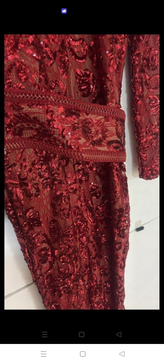 KIRMIZI PUL PAYET İŞLEMELİ DANTEL TULUM - Görsel 2