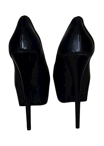 Siyah Deri Gotik Stiletto Topuklu Kadın Ayakkabı - Görsel 4