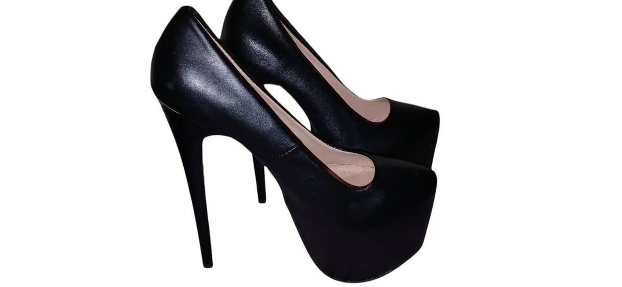 Siyah Deri Gotik Stiletto Topuklu Kadın Ayakkabı - Görsel 3