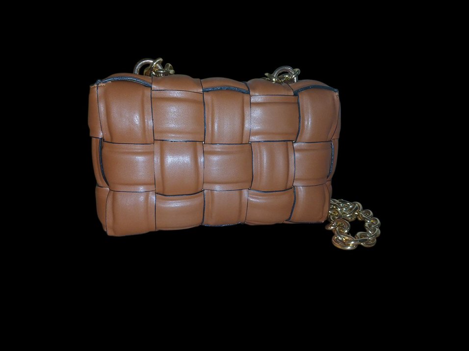 Kahverengi Deri Zincir Detaylı Kadın Çanta - Görsel 2