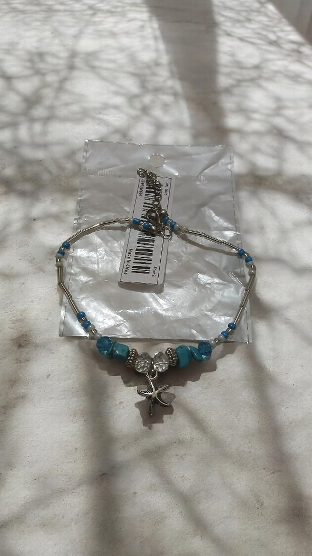 Boncuklu Turkuaz Deniz Yıldızı Halhal - Görsel 2