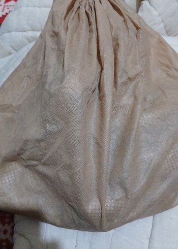 Parlak içi saten Kahverengi pullu Yılan Desenli Metal Çanta - Görsel 2