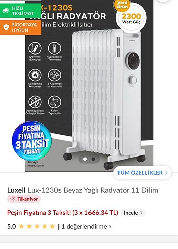 Beyaz Yağlı Radyatör Isıtıcı 11 Dilimli - Görsel 7