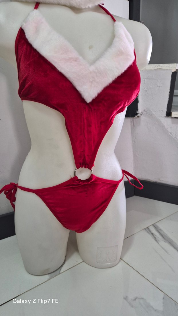 yılbaşı noel baba şapkalı fantazi gecelik - Görsel 3