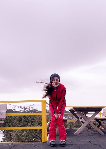 Kemerli Kırmızı Kayak tulumu - Görsel 8